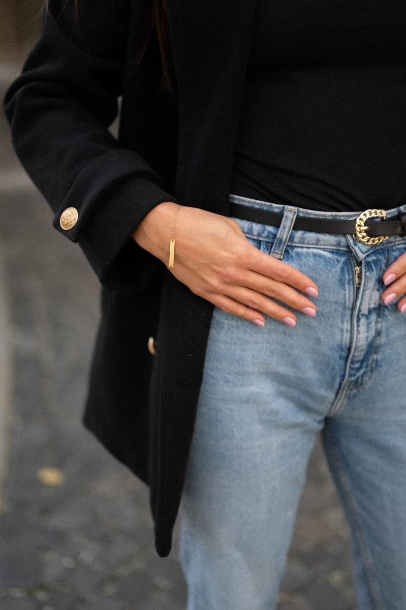 Brățară din aur roz 14K cu plăcuță lungă