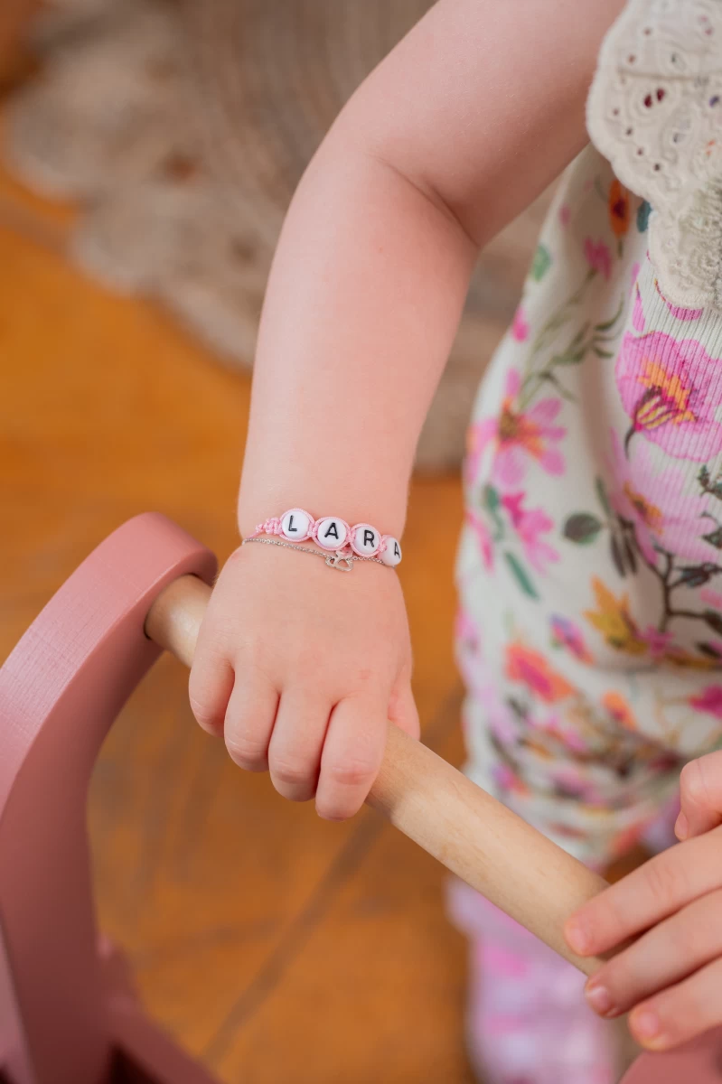 Brățară din șnur Argint 925 cu litere pentru bebeluș fetiță