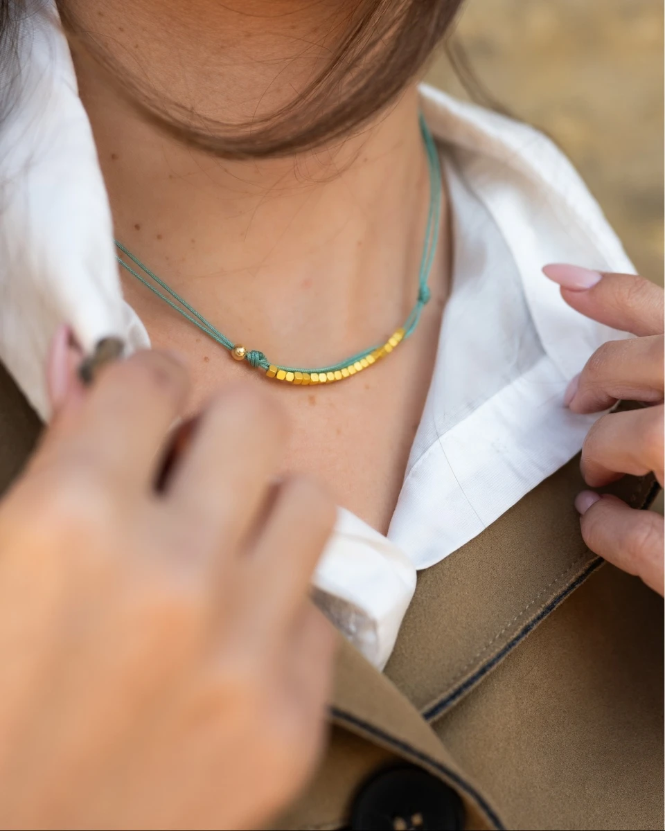 ZILIA Green & Aur Hematite Argint 925 Colier