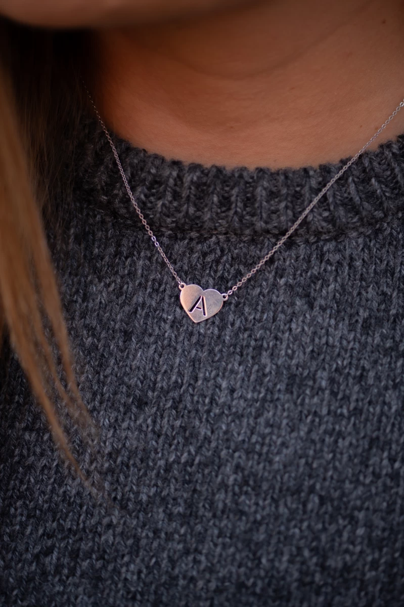 Colier din argint 925 cu literă în inimă