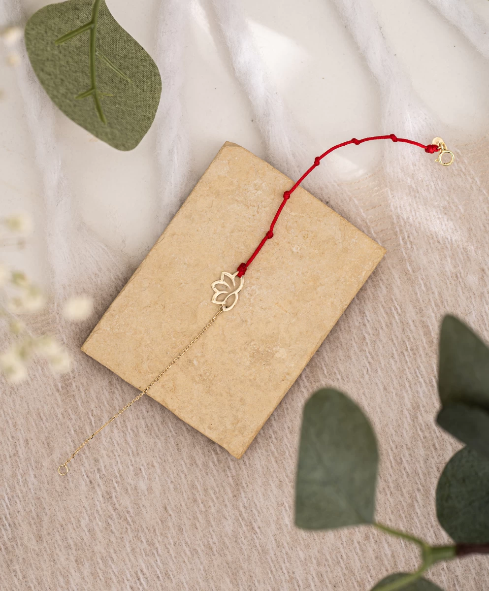 Brățară Lotus Kabbalah din aur roz 14K