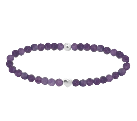 ZILIA Gemstone Amethyst Heart Argint 925 Mineral Brățară