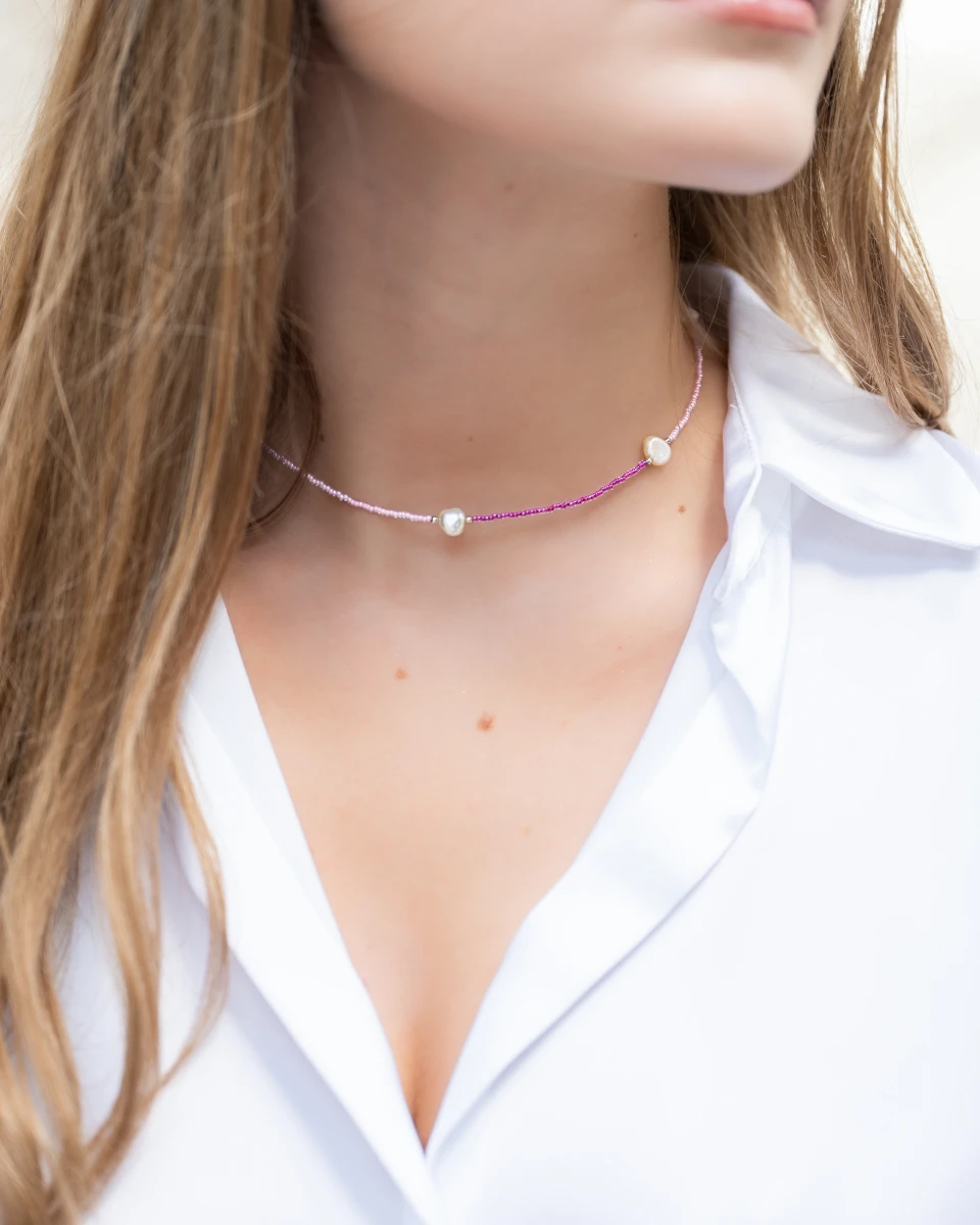 ZILIA Pink Design Perlă Argint 925 Colier