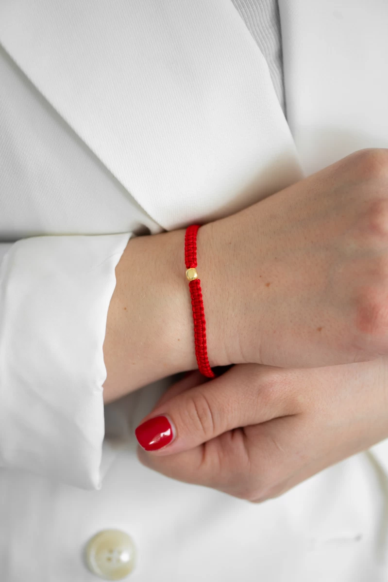 Brățară din șnur macramé cu închizătoare magnetică din argint 925 placat cu aur galben