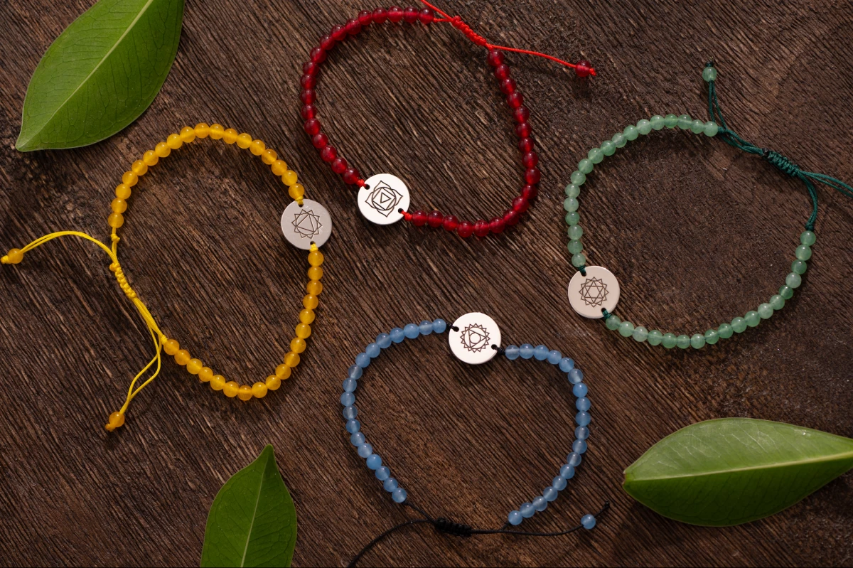 Brățară macramé din aur roz 14K cu chakra plexului solar