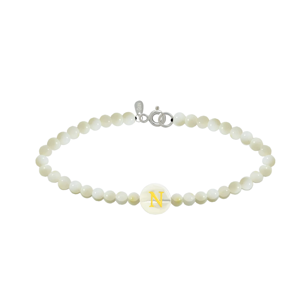 Brățară cu literă din sidef din argint 925