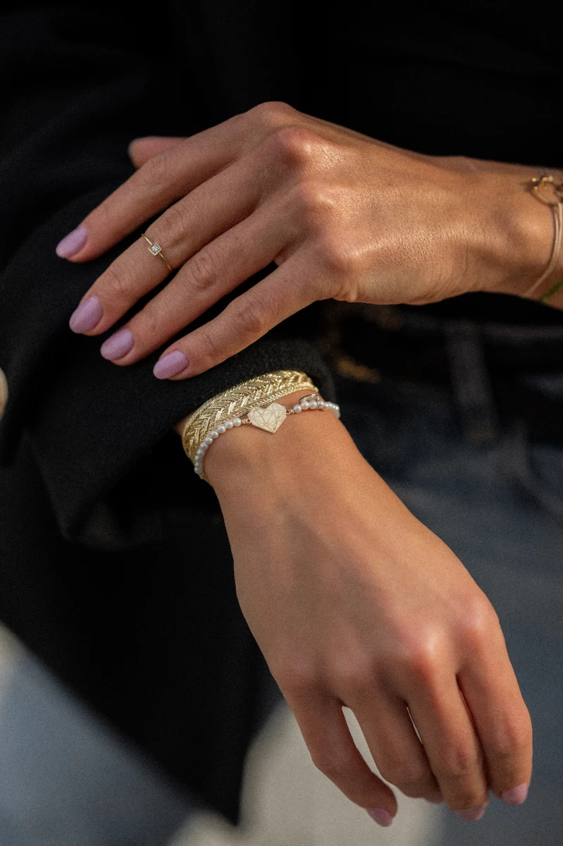 Inel de aur roz 14K cu 1 piatră de zirconiu cubic