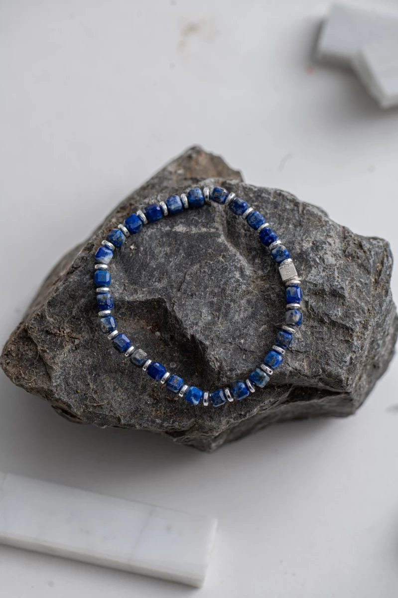 Brățară din mineral lapis lazuli și hematit cu argint 925