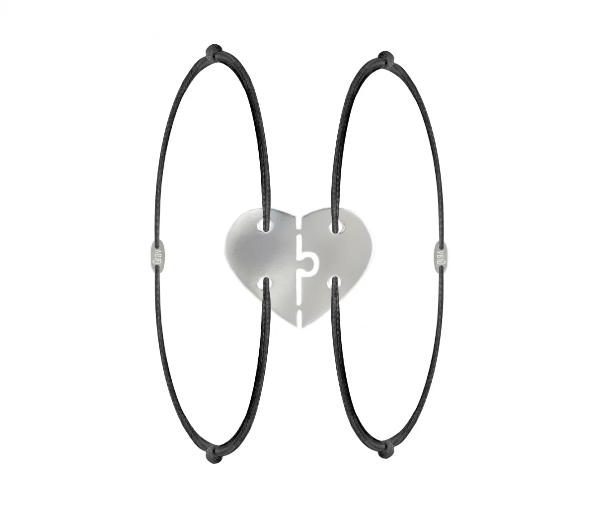 Brățară de cuplu din argint cu șnur