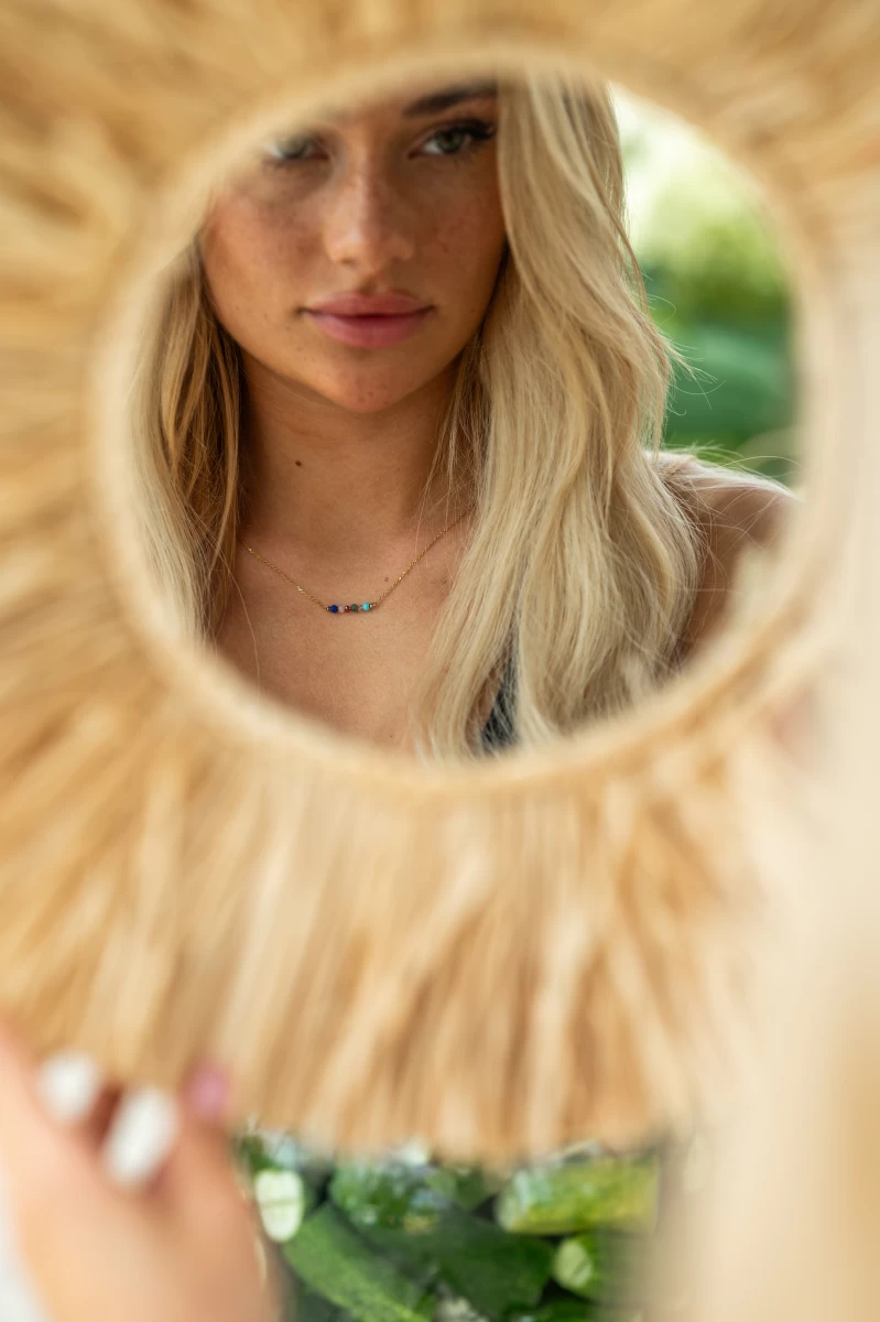 Colier din aur roz 14K cu cristal colorat