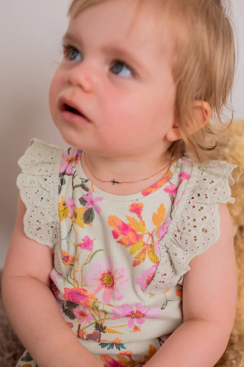 Colier din aur galben 14K cu cruce pentru bebeluș