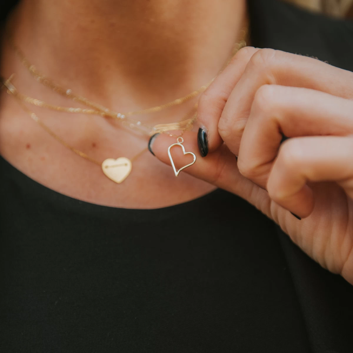 Colier din argint Belle cu inimă Contour