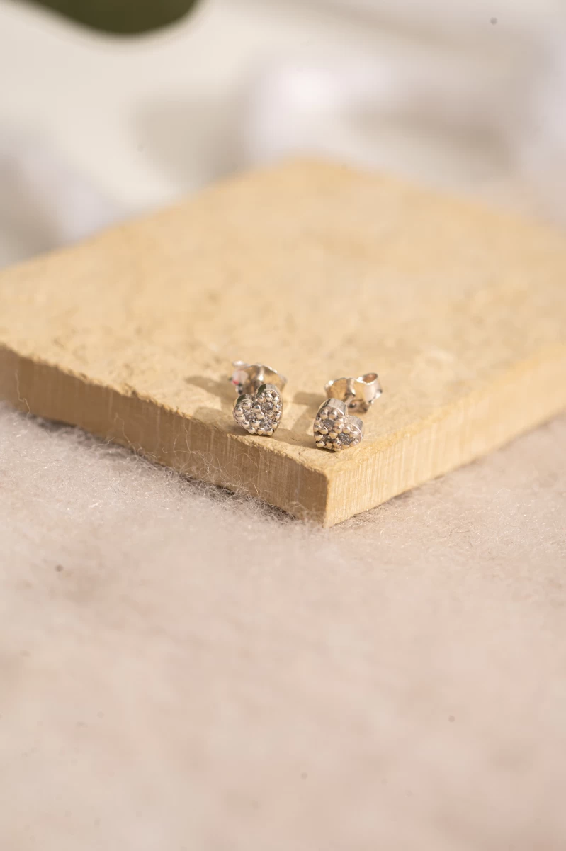 Cercei inimă cu zirconia piatră semiprețioasă din aur roz 14K