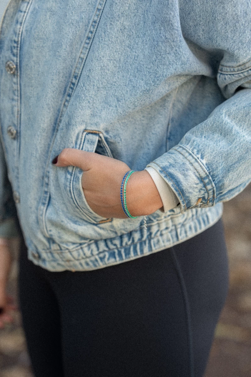 Brățară tennis cu zirconiu albastru din argint 925