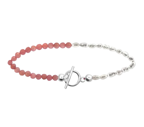 ZILIA Pink Opal Perlă Argint 925 Brățară