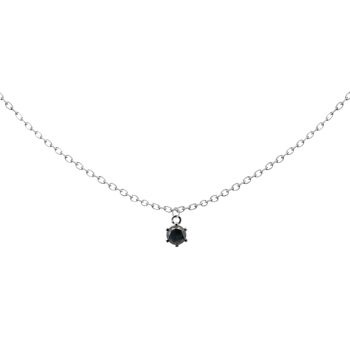 Colier din argint 925 cu pandantiv din diamant negru