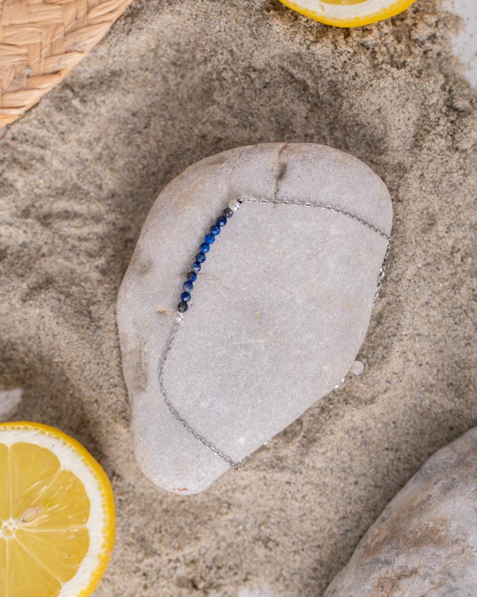 Brățară de gleznă din argint 925 cu pietre prețioase lapis lazuli