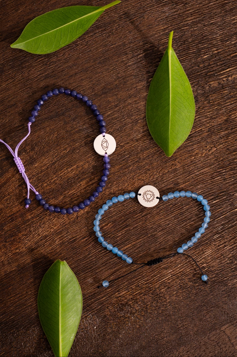 Brățară macramé din aur roz 14K pentru chakra gâtului