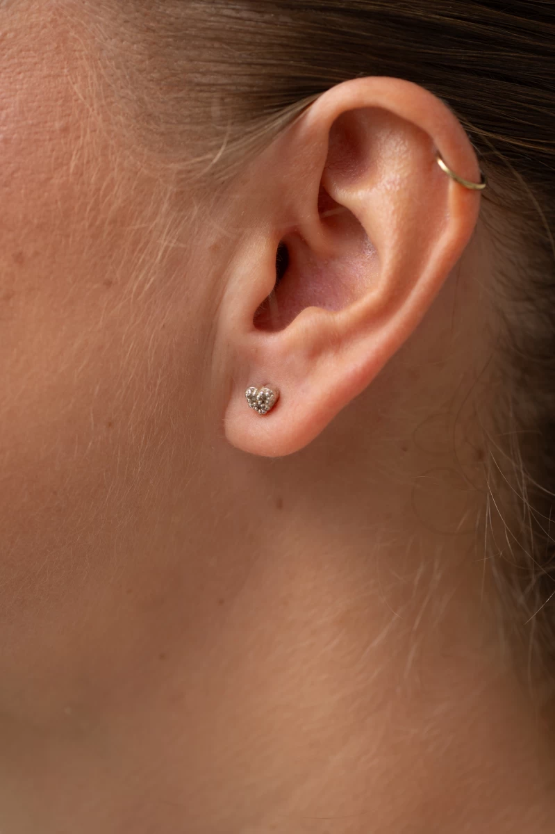 Cercei inimă cu zirconia piatră semiprețioasă din aur roz 14K