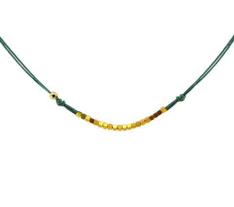 ZILIA Green & Aur Hematite Argint 925 Colier