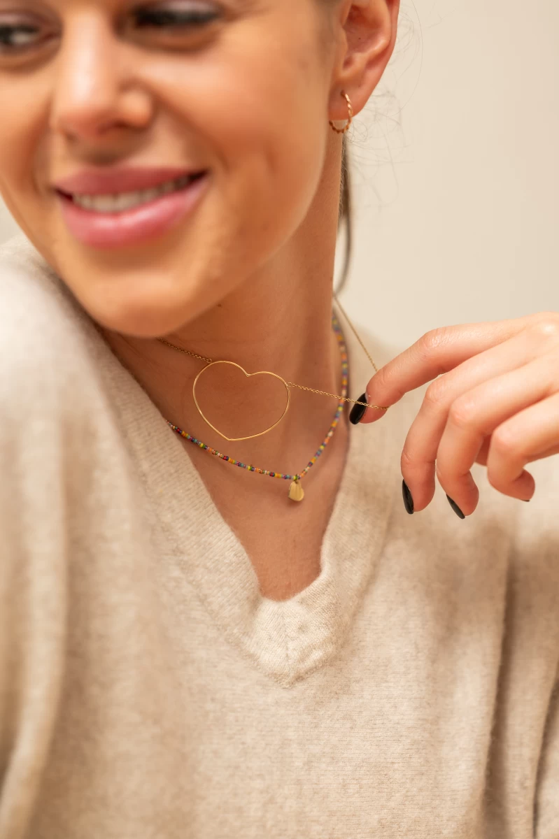 Colier din argint 925 cu inimă din mărgele colorate