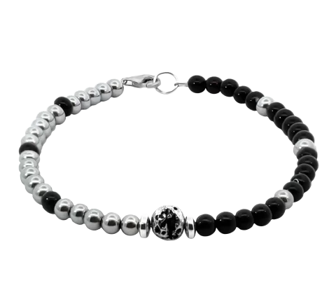 ZILIA Men Hematite Black & White Argint 925 Brățară