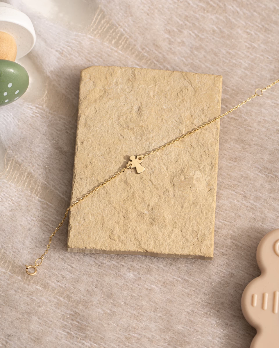 Brățară Înger pentru bebeluși din aur roz 14K