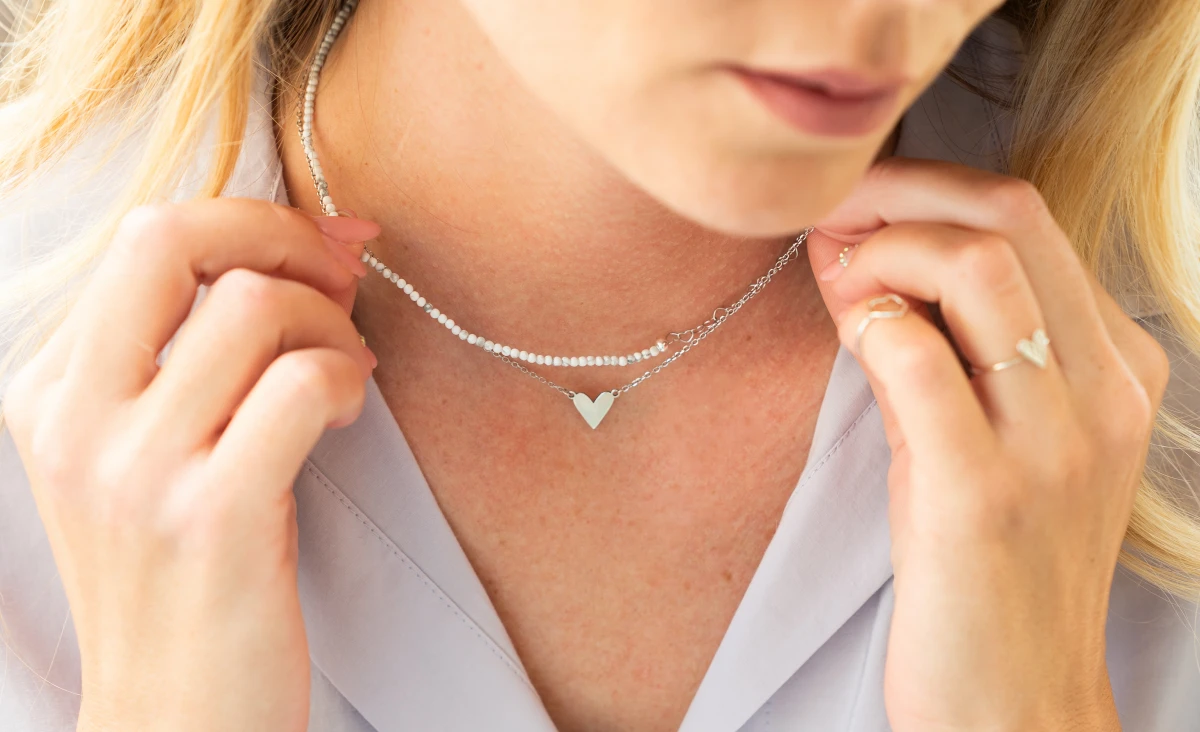 ZILIA Saona Heart Howlite Argint 925 Colier