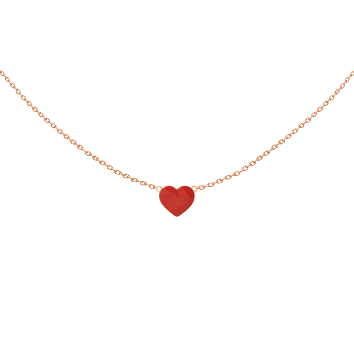 Colier din porțelan colorat în formă de inimă, aur roz 14k