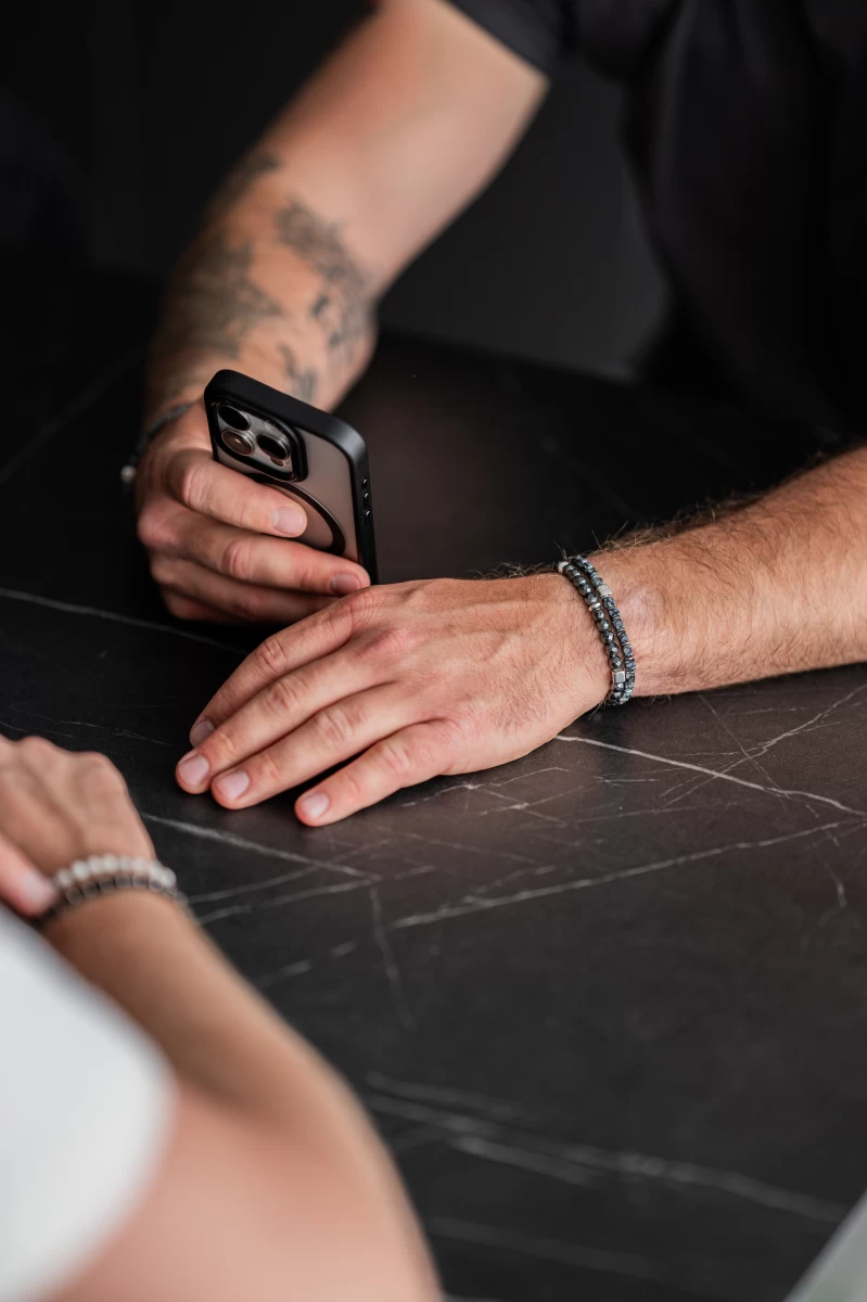 Brățară din mineral hematit din argint 925