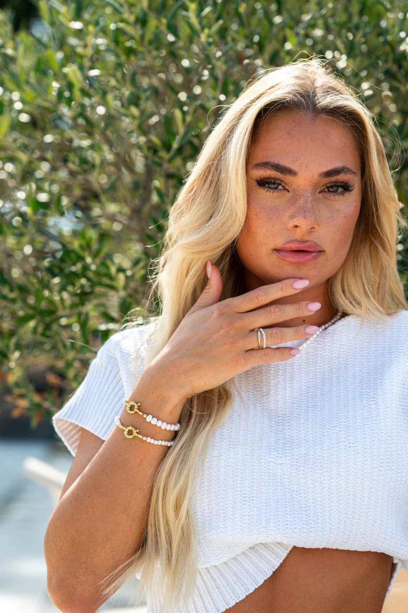 Brățară din argint 925 placată cu aur galben cu perle