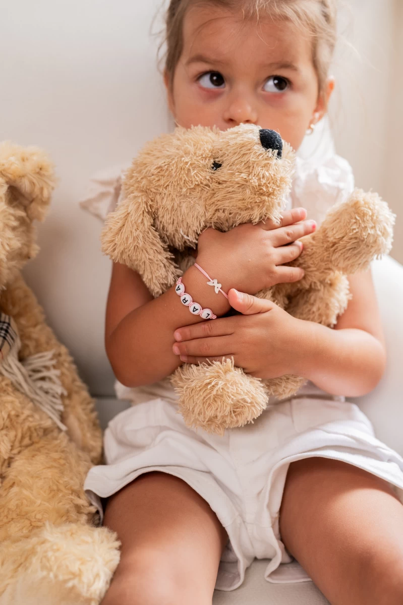 Brățară din șnur Argint 925 cu litere pentru bebeluș fetiță