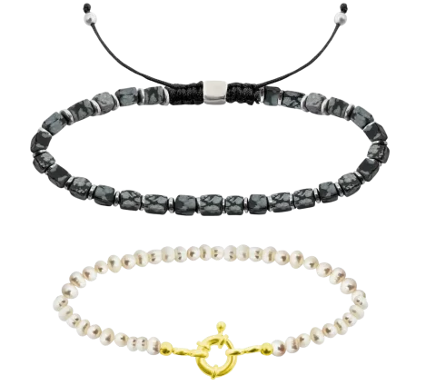 ZILIA Perlă And Obsidian Brățară