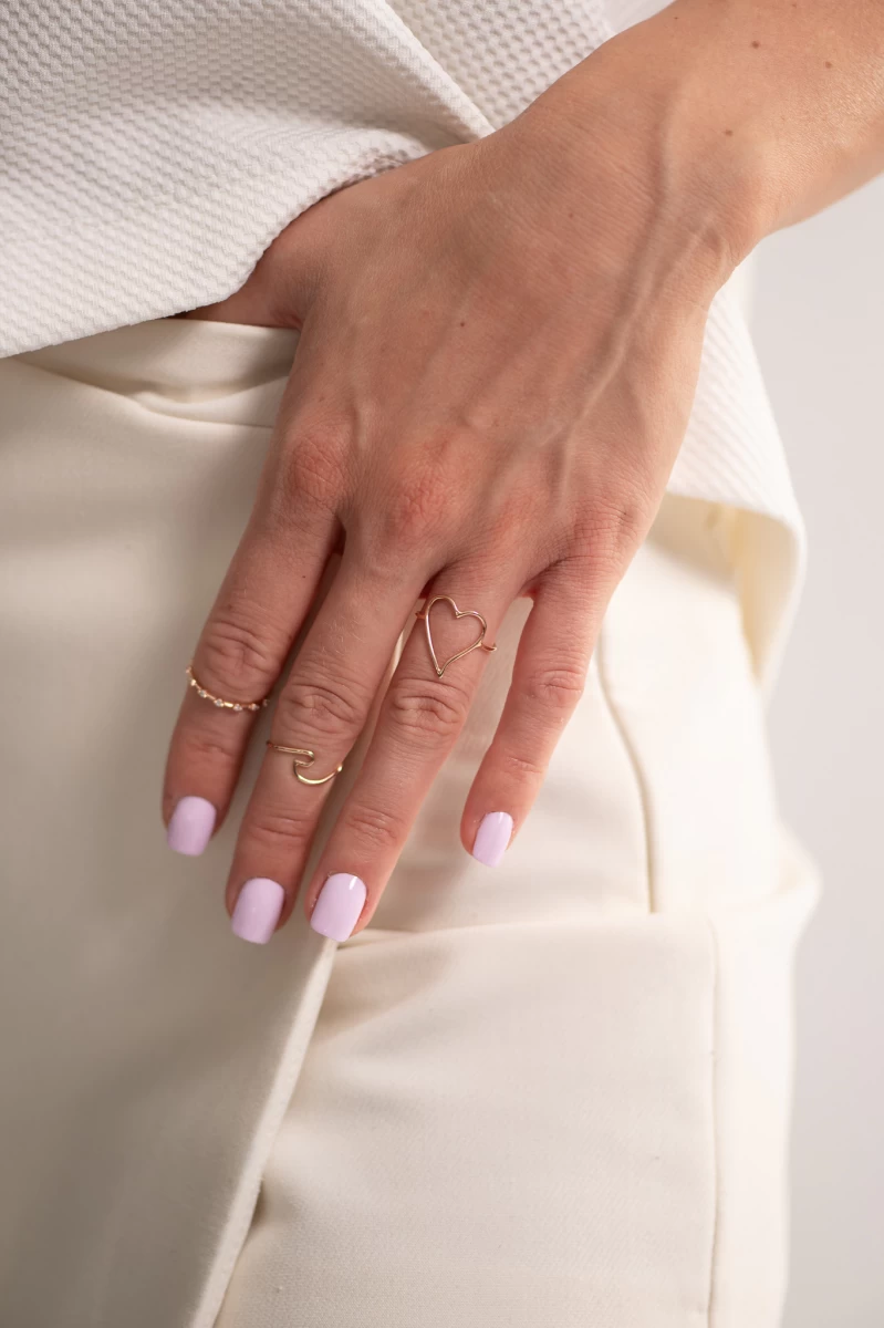 Inel din aur roz 14K Belle Contour Heart